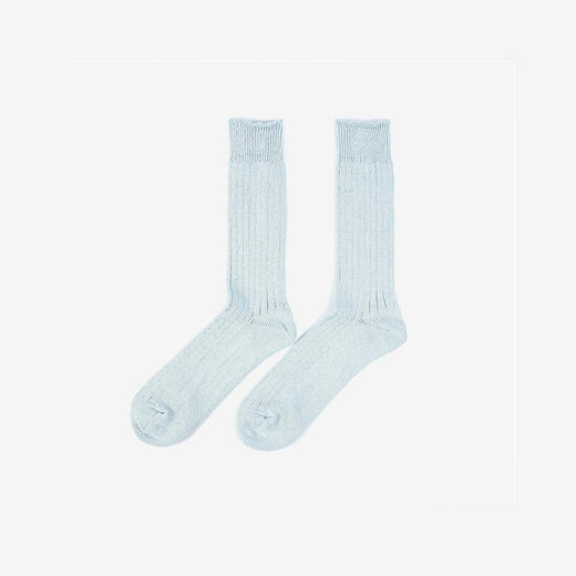 RoToTo LINEN COTTON CREW SOCKS日本奈良职人制棉麻罗纹袜子 商品图2