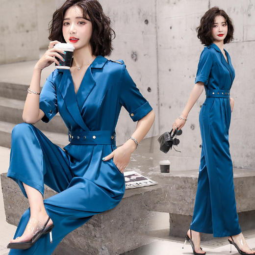 夏季时尚优雅通勤潮流薄款直筒收腰连体裤HR-HMG2103 商品图0