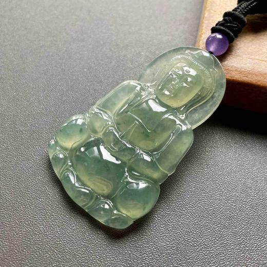 冰种晴水绿飘花翡翠大观音 商品图0