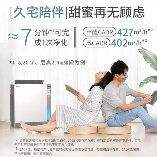 松下 （Panasonic）除甲醛空气净化器家用 除细菌 除过敏原雾霾二手烟苯 纳米水离子PM2.5数显F-136C7PX 商品图2