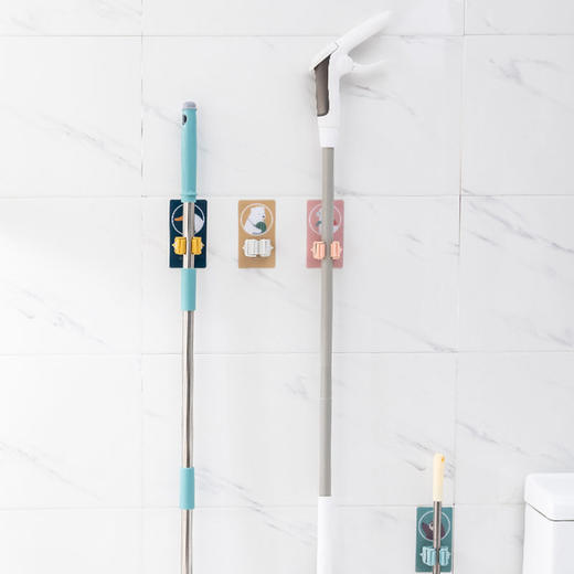 【免打孔拖把架】扫把卡座夹居家日用卫生间扫把架无痕粘胶壁挂式收纳整理 商品图3