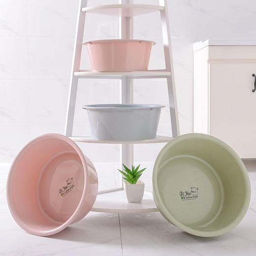 【加深设计三件套】圆形加厚塑料居家日用洗脸盆婴儿盆洗衣盆清洁工具 商品图1