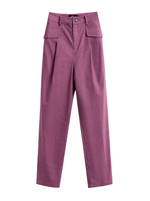 欧芮儿丁香紫牛仔裤女2021新款气高腰显瘦气质直筒九分老爹裤 商品图3