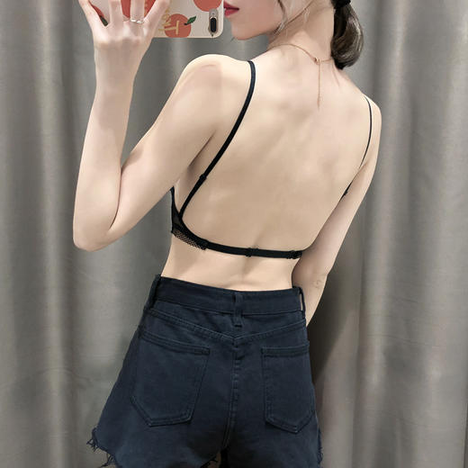 【两件更优惠】大露背礼服挂脖露肩文胸 薄款 度假隐形u型美背 蕾丝内衣女 无钢圈夏 商品图0