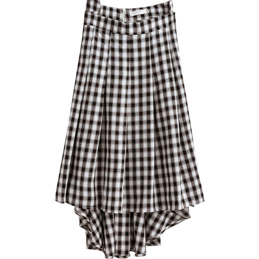 欧芮儿黑白格子半身裙2021新款高腰显瘦优雅气质复古不规则裙 商品图3