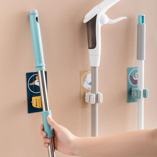 【免打孔拖把架】扫把卡座夹居家日用卫生间扫把架无痕粘胶壁挂式收纳整理 商品图1