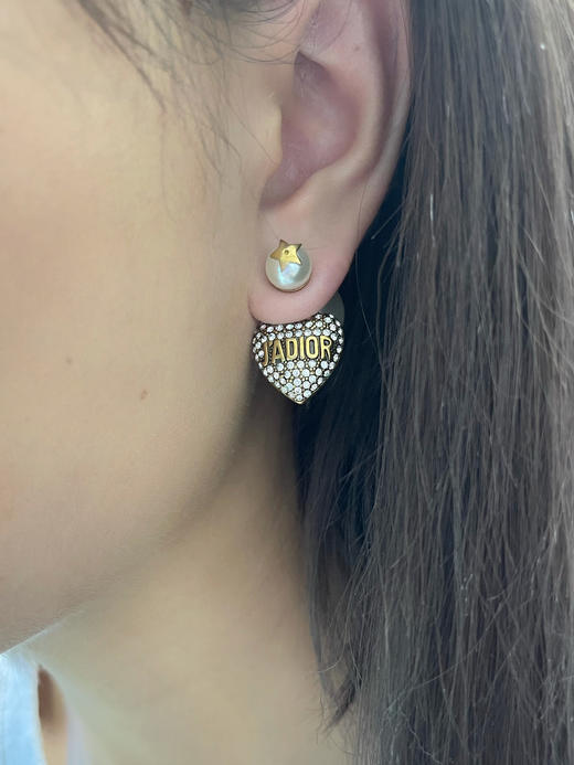 DIOR迪奥桃心满钻珍珠耳钉耳环 商品图0