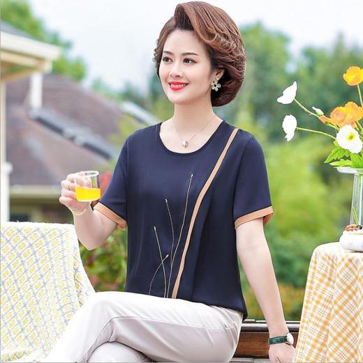 【服饰鞋包】*木清清夏装短袖雪纺t恤套装中老年女夏季洋气休闲 商品图0