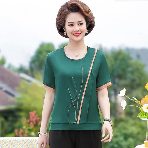 【服饰鞋包】*木清清夏装短袖雪纺t恤套装中老年女夏季洋气休闲 商品图2