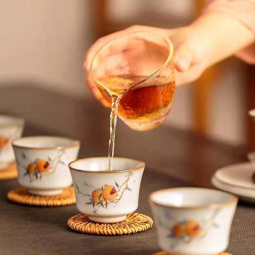 「汝窑手绘品茗杯功夫茶杯」开片可养 景德镇手工陶瓷小号主人杯茶 商品图1