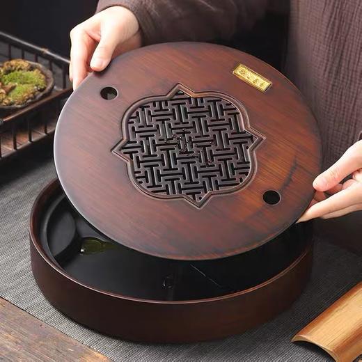 尚置丨华夏之窗 碳化竹制储水式茶盘 小号/中号 2款可选 茶桌必备    商品图5
