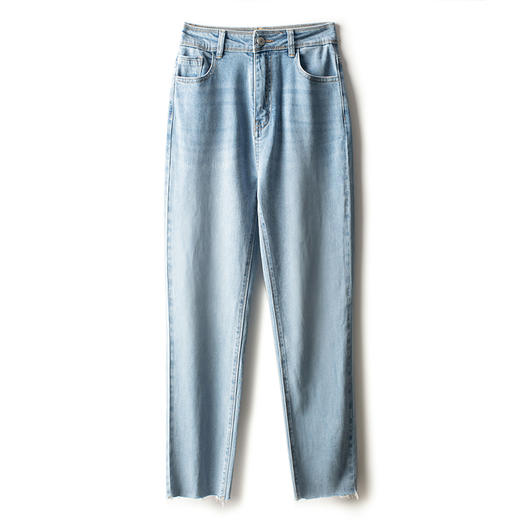 上新2021夏季薄款轻奢冷晶醋酸九分直筒牛仔裤 ，清肤柔软，上身立降5°，修饰腿型，高腰显瘦百搭时尚浅色系 商品图6