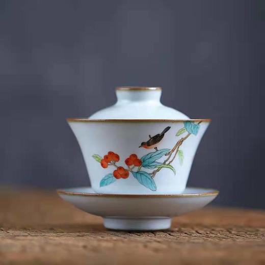 「汝窑手绘三才盖碗功夫茶杯公道杯」开片可养景德镇手工陶瓷三泡台 分茶器 主人杯 商品图2