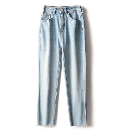 上新2021夏季薄款轻奢冷晶醋酸九分直筒牛仔裤 ，清肤柔软，上身立降5°，修饰腿型，高腰显瘦百搭时尚浅色系 商品图5