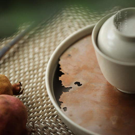 「蚀痕 草木灰色壶承」 茶托 小茶盘 氧化黄铜盖 可储水 商品图5