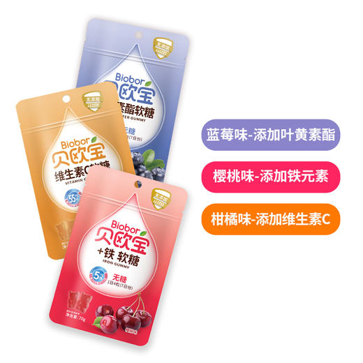 【无糖型】贝欧宝软糖营养糖果维生素VC小熊软糖叶黄素酯富铁糖休闲零食爆款推荐 商品图4