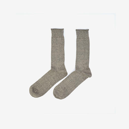 RoToTo LINEN COTTON CREW SOCKS日本奈良职人制棉麻罗纹袜子 商品图0