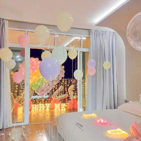 「彩虹」-彩色求婚气球布置