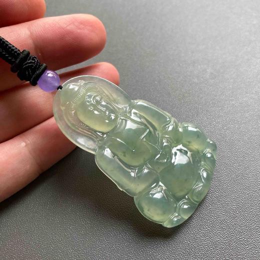 冰种晴水绿飘花翡翠大观音 商品图5