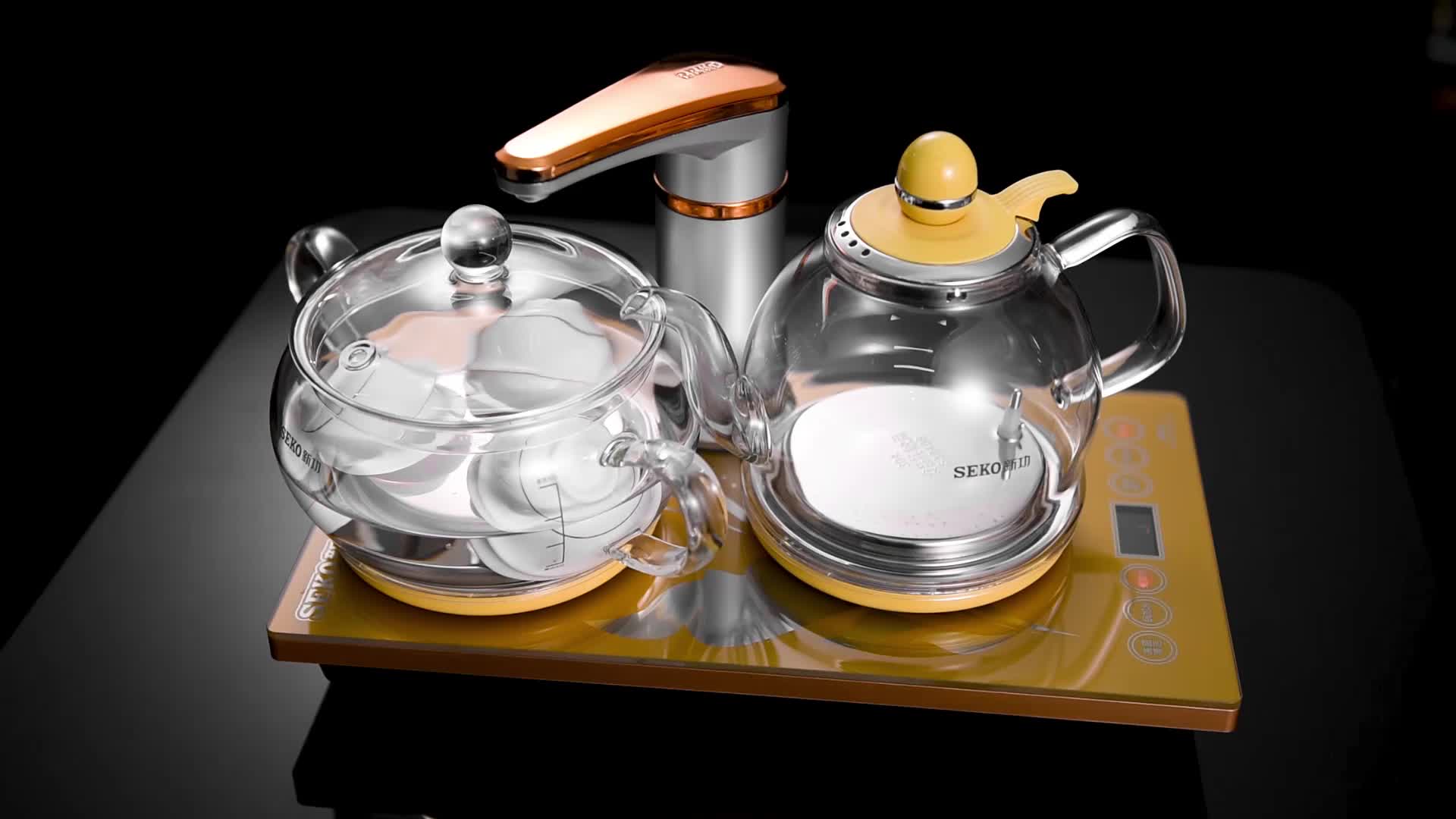 seko/新功 f92全自动上水玻璃电热水壶套装茶艺炉