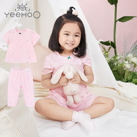 英氏女宝居家服花海短套衣拆裤薄款 YLTBJ21001A01 YLCAJ11003A01