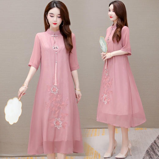 YWE KED981939五分袖气质优雅绣花连衣裙【优】 商品图0