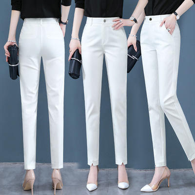 YS- 2115 白色哈伦裤女春夏季2021新款高腰显瘦西装裤子休闲女裤职业小脚裤 商品图0