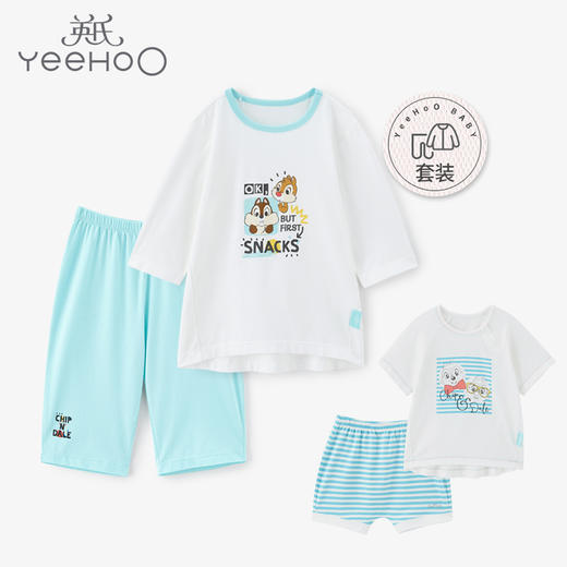英氏儿童内衣套装居家服上衣裤子2021夏季短袖短裤YZJCJ21005A01 商品图0