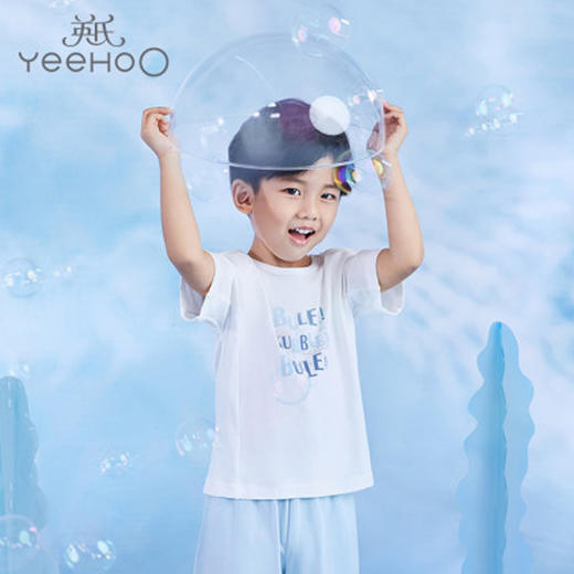 英氏儿童内衣宝宝居家服内衣舒麻短袖休闲上衣YLTBJ21003A01 商品图0