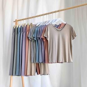 【大牌代工】 女士家居服 短袖+长裤 带胸垫