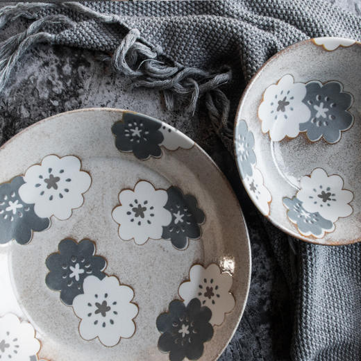 【AITO】日本原产 美浓烧Nordic Flower陶瓷碗碟 冬雪 商品图2