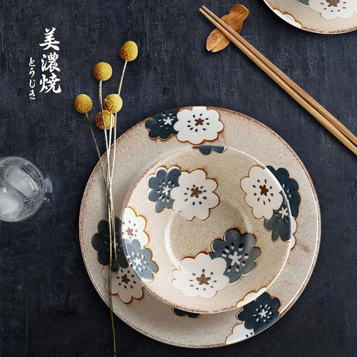 【AITO】日本原产 美浓烧Nordic Flower陶瓷碗碟 冬雪 商品图1