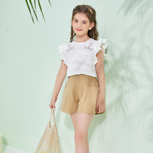 【爆款特价】龙之涵 亲子款女童花苞腰纯棉短裤 水洗棉布料 100%棉 婴幼儿A类标准 商品图2
