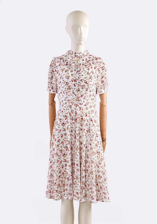 荷叶领系带大摆连衣裙 商品图4