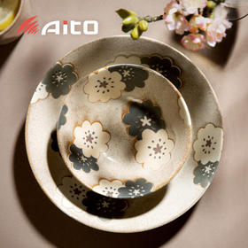 【AITO】日本原产 美浓烧Nordic Flower陶瓷碗碟 冬雪