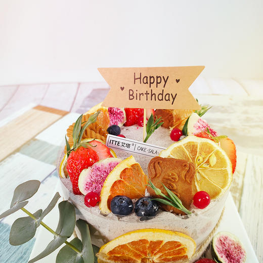 【元气森林】动物奶油、巧克力蛋糕胚、奥利奥碎、黑樱桃、蓝莓果酱、干果；美丽的心情，唤醒灿烂的笑容，元气满满中洋溢着幸福与快乐~网红森系ins风  干果 新鲜水果 生日蛋糕  奥利奥口味 商品图2