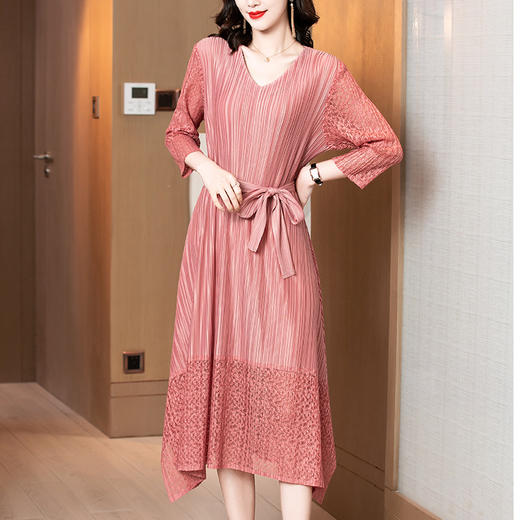 上海旗袍厂JN-K210105贵夫人气质妈妈蕾丝连衣裙春装2021新款女大码宽松胖mK210105 商品图2