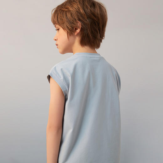 【男童无袖纯棉t恤】21年夏季新品纯棉t桖时尚字母印花薄上衣 商品图2