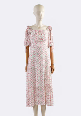 超仙森系印花方领长款连衣裙