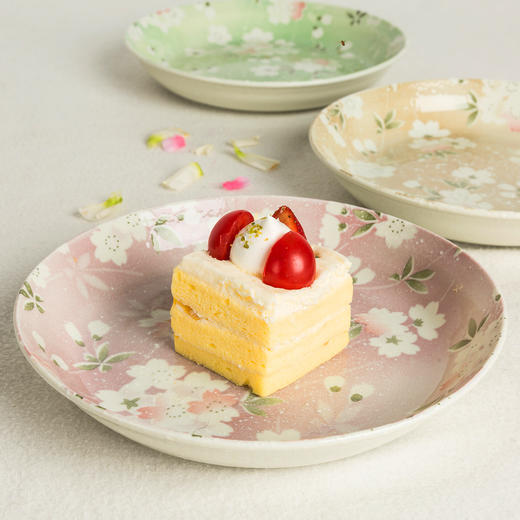 【AITO】日本原产宇野千代樱吹雪美浓烧陶瓷盘5件套 商品图0