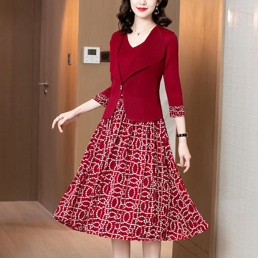 上海旗袍厂JN-k201223两件套连衣裙2021春季新款深圳高端女装三宅褶皱连衣裙k201223 商品图0