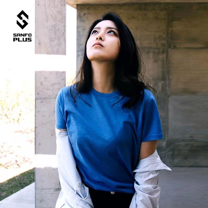 SANFO PLUS 女款暗夜羊毛圆领短袖T恤衫GenII 21004