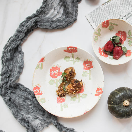 【AITO】日本原产 美浓烧Nordic Flower陶瓷碗碟 花朵夏荷 商品图2