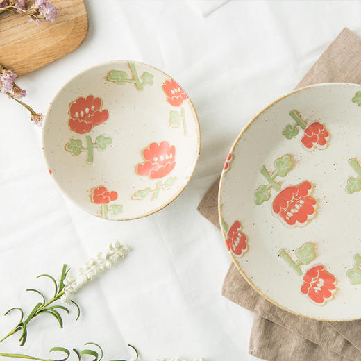 【AITO】日本原产 美浓烧Nordic Flower陶瓷碗碟 花朵夏荷 商品图3