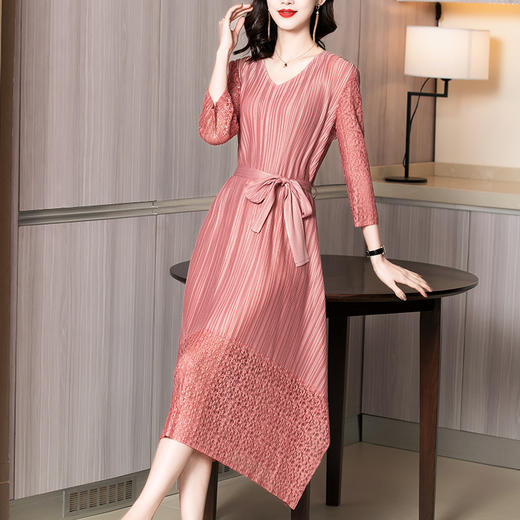 上海旗袍厂JN-K210105贵夫人气质妈妈蕾丝连衣裙春装2021新款女大码宽松胖mK210105 商品图1