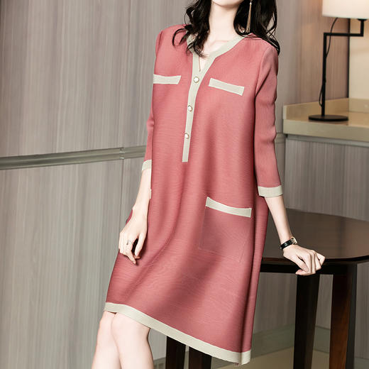 JN-K210109春装新款深圳洋气女装宽松大码三宅褶皱连衣裙K210109 商品图3