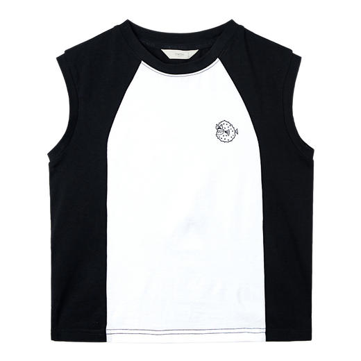 【纯棉撞色t恤】21年夏季新品男童撞色T恤时尚落肩袖薄上衣 商品图6