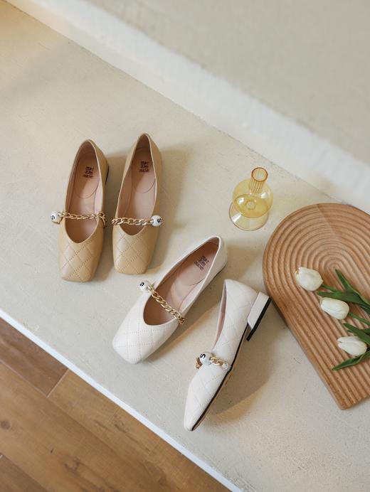 西村名物2021春季新款浅口单鞋女百搭小香风舒适平底奶奶鞋X21AE13961 商品图3