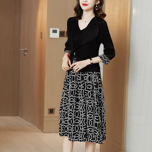 上海旗袍厂JN-k201223两件套连衣裙2021春季新款深圳高端女装三宅褶皱连衣裙k201223 商品图2