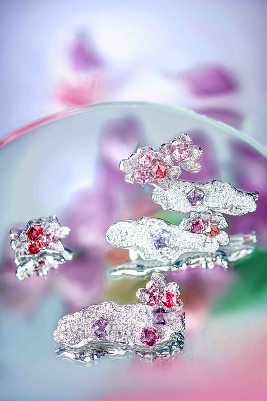 「睡莲 」三件一套尖晶石钻石胸针五角星切割尖晶石钻石 商品图2